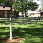 Park-like surroundings and picnic tables for residents